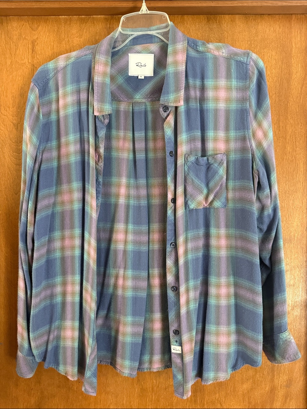 Rails Women’s Hunter Plaid Button-Down Blue Pink Green XL
